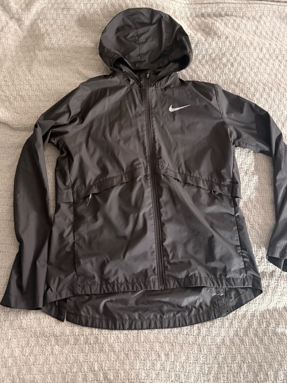 Nike Black Hooded Jacket with White Swoosh